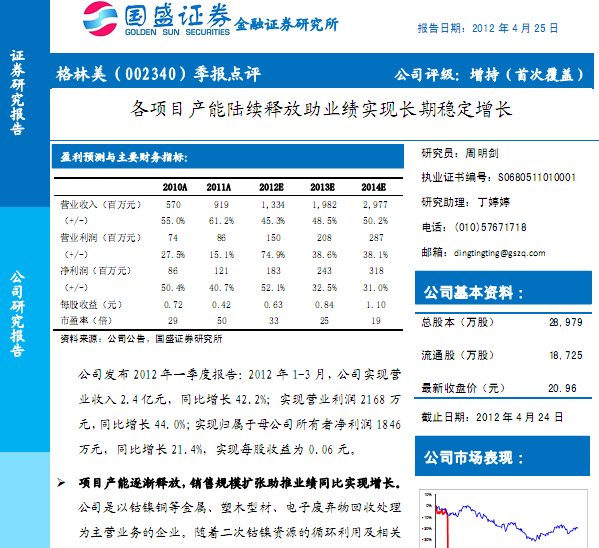 格林美-002340-季報(bào)點(diǎn)評(píng):各項(xiàng)目產(chǎn)能陸續(xù)釋放助業(yè)績實(shí)現(xiàn)長期穩(wěn)定增長