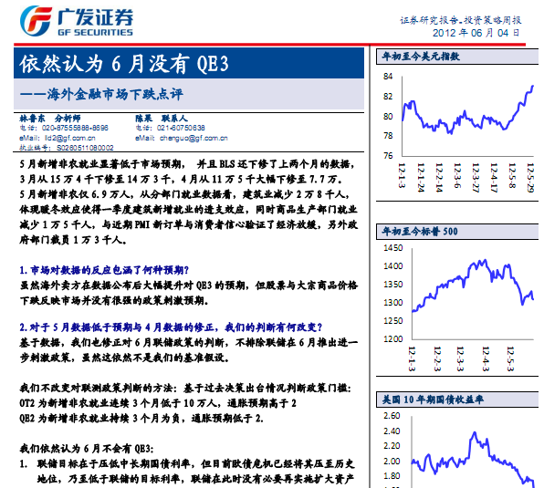 研究報(bào)告:海外金融市場(chǎng)下跌點(diǎn)評(píng):依然認(rèn)為6月沒(méi)有QE3